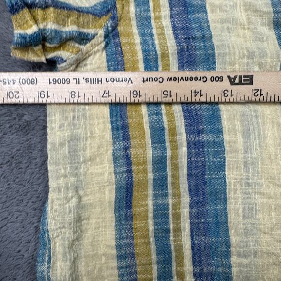 Toad&Co Womens Button Shirt Stripe Camp Cove Organic Cotton M Yellow Blue Top - Picture 3 of 5